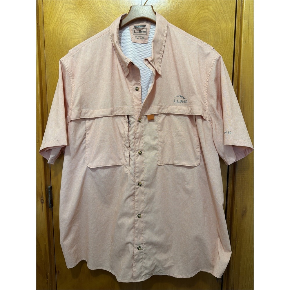 L.L. Bean Tropicwear Shirt Mens Size 2X Reg Salmon UPF 50+ Vented Fishing